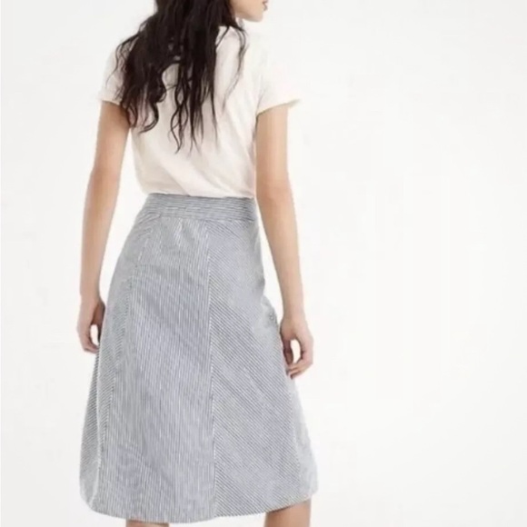 Midi length side-button Summer skirt from J.Crew. Blue/white stripes. In EUC.Sz4 - Picture 2 of 8